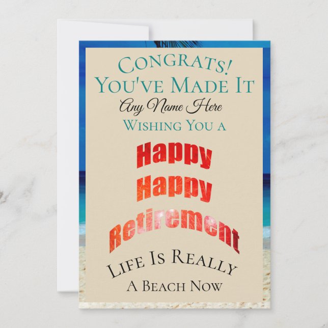 Carte Bonne retraite heureuse N'importe quel nom Félicit (Devant)