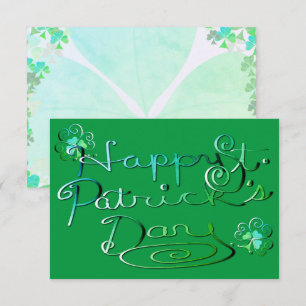 Carte "Bonne Saint Patrick." Écrit à la main/Shamrocks