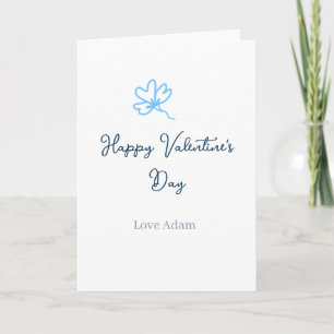 Carte Bonne Saint-Valentin bleue fleur nom rustique joye