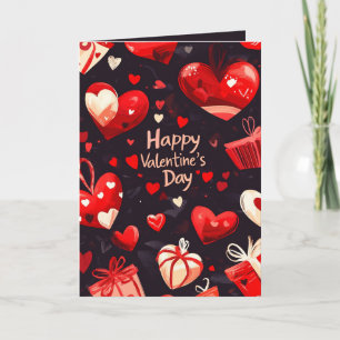 Carte Bonne Saint Valentin Coeurs et cadeaux