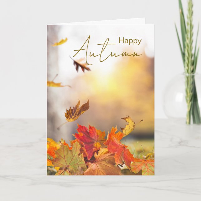 Carte Bonne saison d'automne avec feuilles d'automne (Devant)