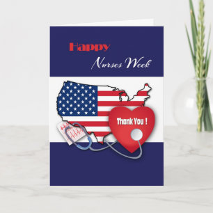 Carte Bonne Semaine des infirmières. USA Patriotique