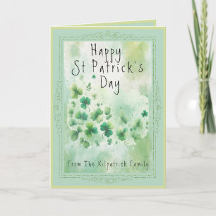 Carte Bonne St Patrick's Day Irlandais Shamrock aquarell
