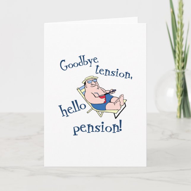 CARTE BONNE TENSION, BONJOUR PENSION ! CADEAU DE RETRAIT (Devant)