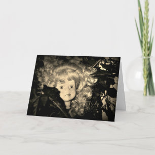 Carte Bonne tête de poupée d'Halloween à Sepia