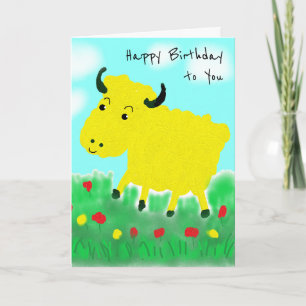 Carte Bonne vache dans l'pré Anniversaire