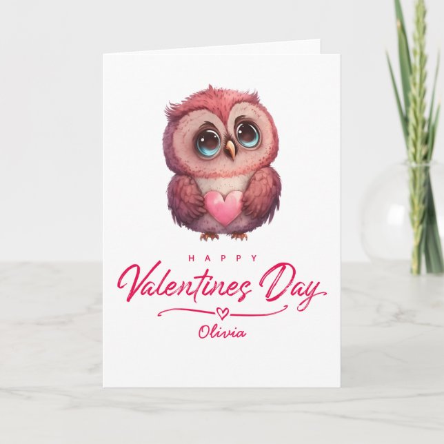 Carte Bonne Valentines Jour Cute Owl Card (Devant)