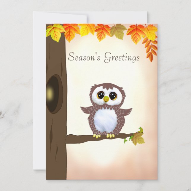 Carte Bonnes Fêtes d'automne de la chouette (Devant)