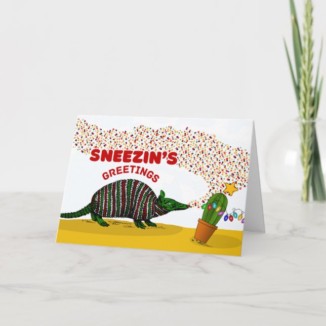 Carte Bonnes Fêtes de Sneezin avec Armadillo (Devant)