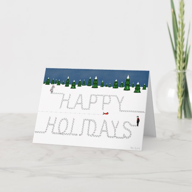 Carte Bonnes fêtes écrit dans la neige (Devant)