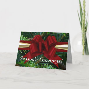 Carte Bonnes Fêtes Pine/Gold/Red Bow