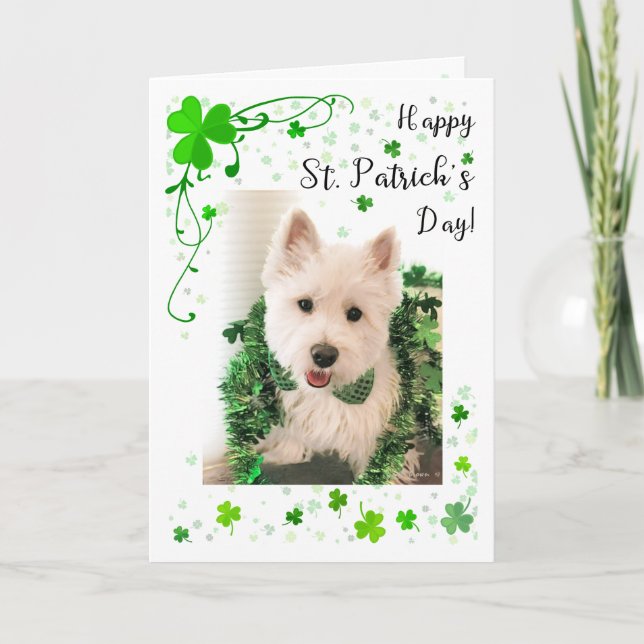 Carte Bonnes santés et bonheur de Westie du jour de St (Devant)