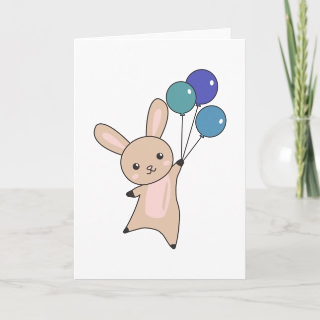 Carte Bonnet mouches Ballons au-dessus de mignons animau (Devant)