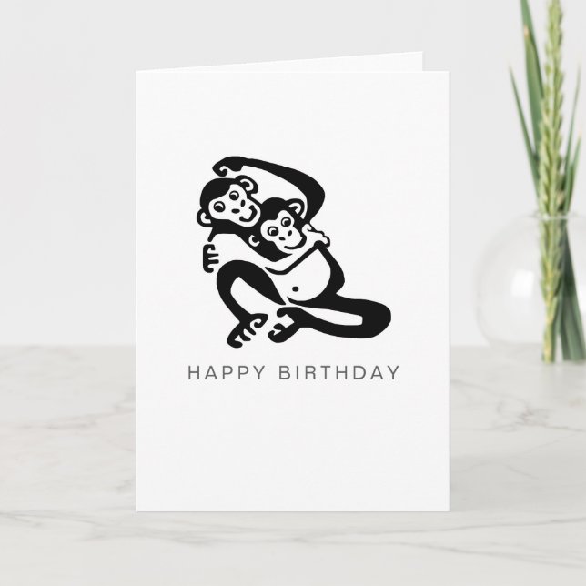 Carte BONOBO Graphique mignon - Chimpanzé - Faune - (Devant)
