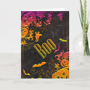 Carte Boo d'Halloween à dégradé coloré