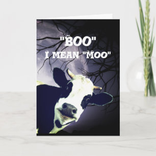 Carte Boo drôle Je veux dire Moo Cow Lune Halloween