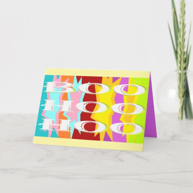 Carte Boo Hoo design couleurs flash texte blanc (Devant)