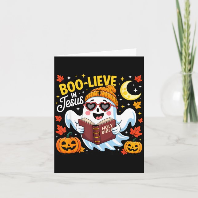 Carte Boo-lieve In Jesus Ghost Christian Halloween Funny (Devant)