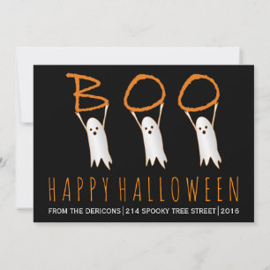 Carte Boo ! mignon fantômes modernes Happy Halloween