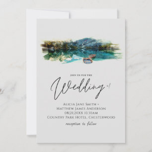 Carte Booking Lake Nature Mariage Style manuscrit