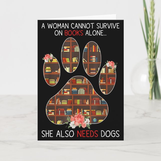Carte Books And Dogs Funny Quote For Book Loving Women  (Devant)