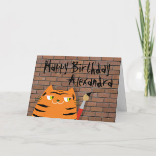 Carte Booo The Cat, Drôle Anniversaire de enfant de tigr