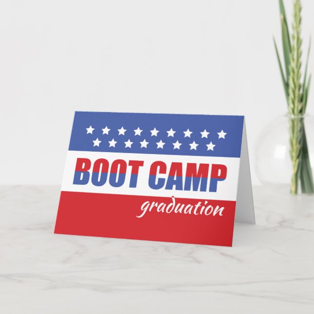 Carte Boot Camp Graduation Félicitations avec Stars (Devant)