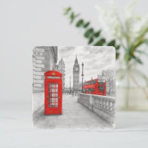 Booth & Bus London Red Phone Watercolor
