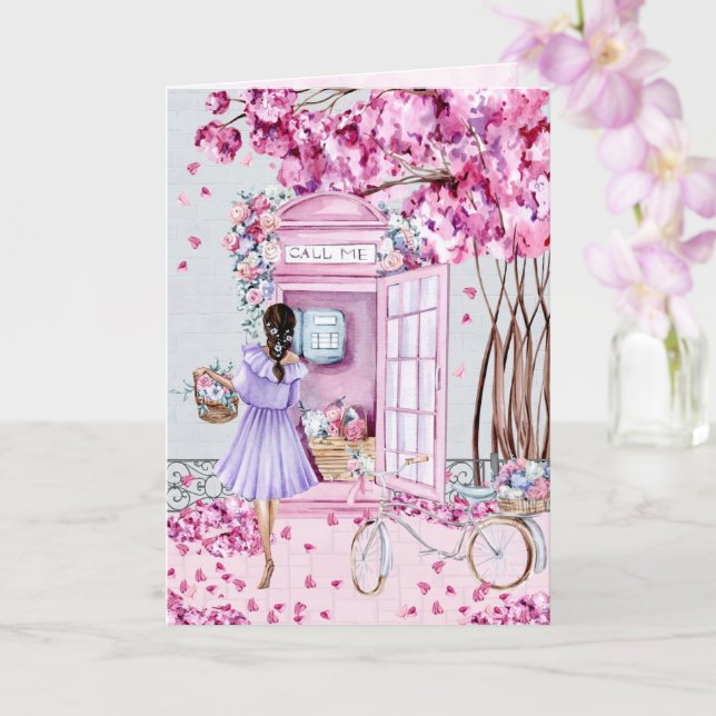 Carte Booth de téléphone rose floral | Amitié (Orchidée)