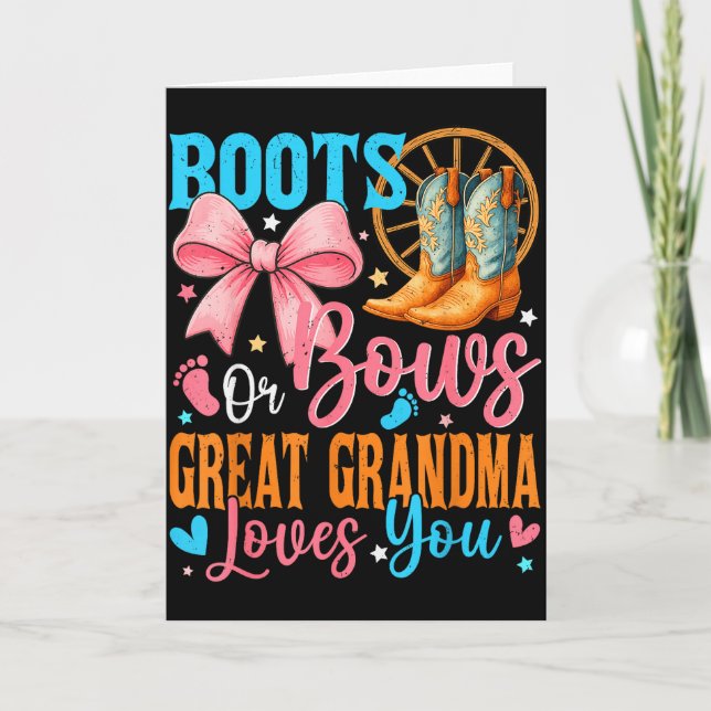 Carte Boots Or Bows Grande Grand-mère T'aime Vous Révéla (Devant)