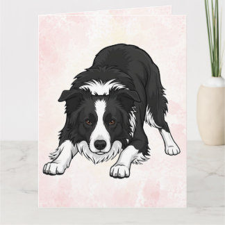 Carte Border Collie Dog Folded Greeting Card