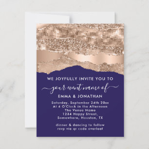 Carte Bordure Code QR Parties scintillant Rose frappe Bl