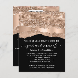 Carte Bordure Code QR Parties scintillant Rose grève Abs