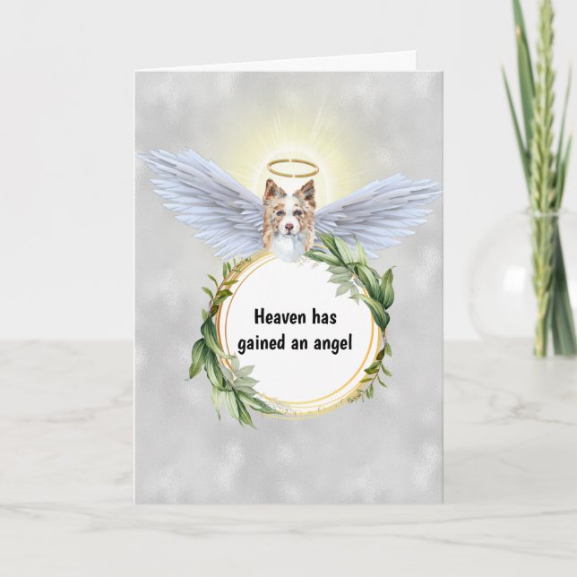Carte Bordure collie angel ailes halo couronne paradis (Devant)
