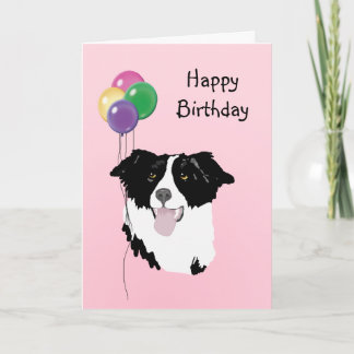 Carte Bordure Collie, Ballons d'anniversaire