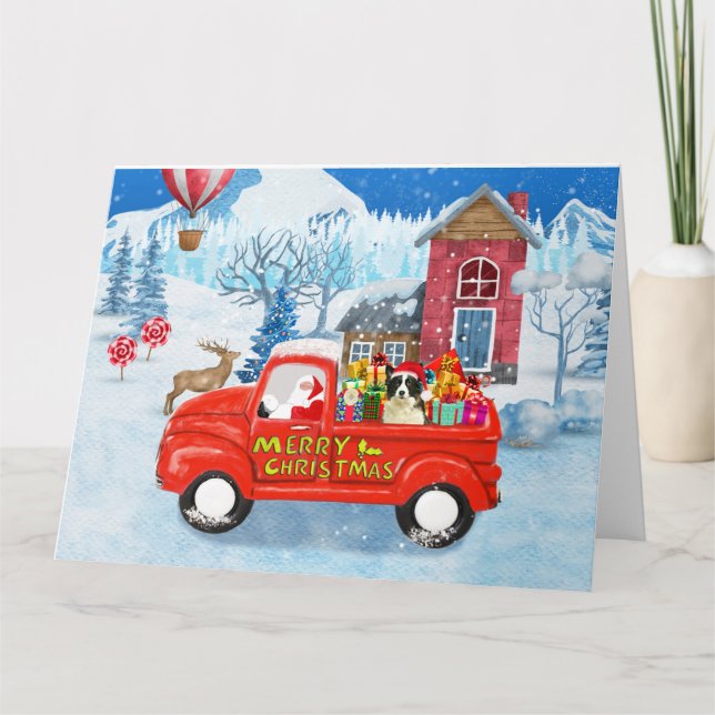 Carte Bordure Collie Chien dans la livraison de Noël Cam (Devant)