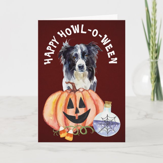 Carte Bordure Collie Howl-o-Ween Salutation (Devant)