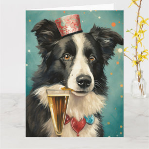Carte Bordure Collie Nouvel An