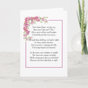 Carte Bordure de pivoine rose avec poème d'anniversaire