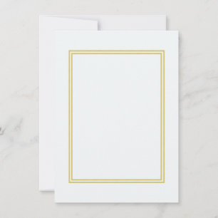 Carte Bordure métallisée double or sur fond blanc pétill