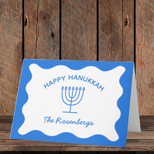 Carte Bordure moderne Gras Wavy Personnalisé Bleu Hanouk