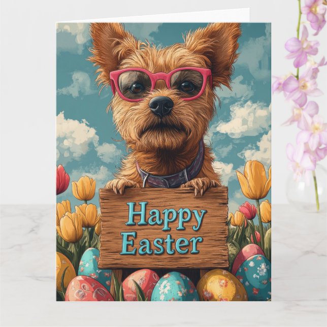 Carte Bordure Terrier OEufs de Pâques (Orchidée)