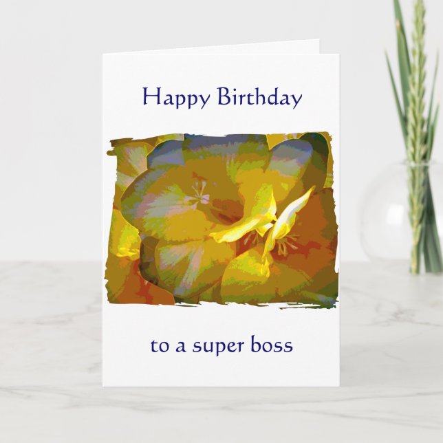 Carte Boss Anniversaire Jaune Freesia (Devant)