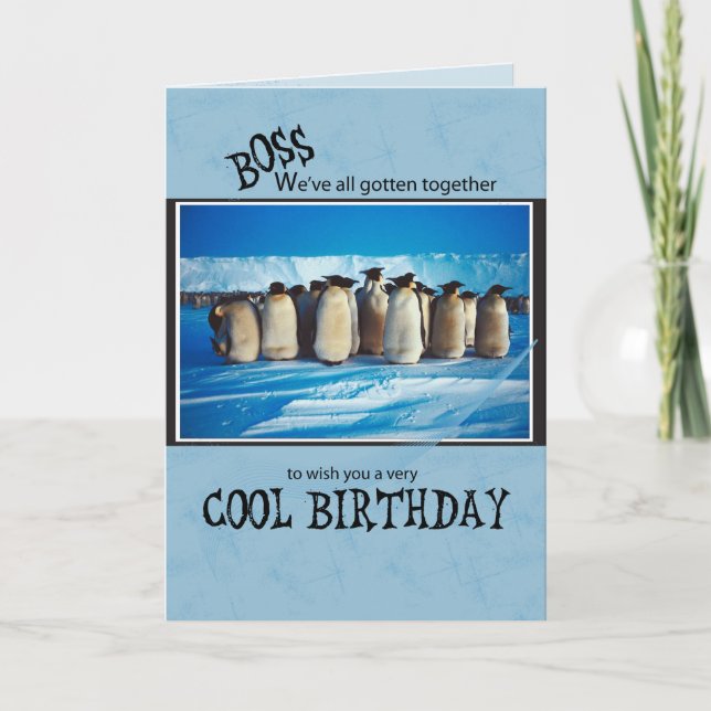 Carte Boss Birthday, Penguin nous tous (Devant)