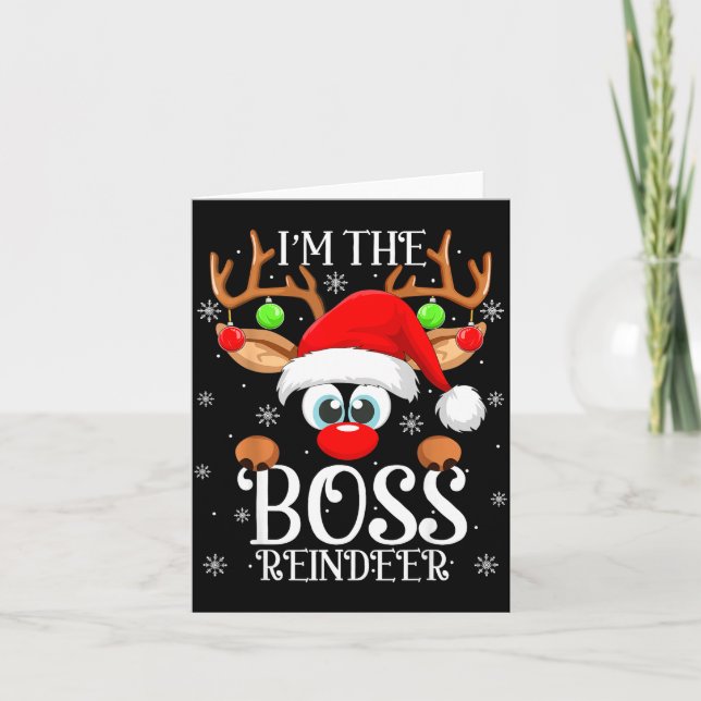 Carte Boss Reindeer Christmas Family Matching Group Funn (Devant)