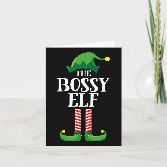 Carte Bossy Elf Matching Family Group Christmas Party Py (Devant)