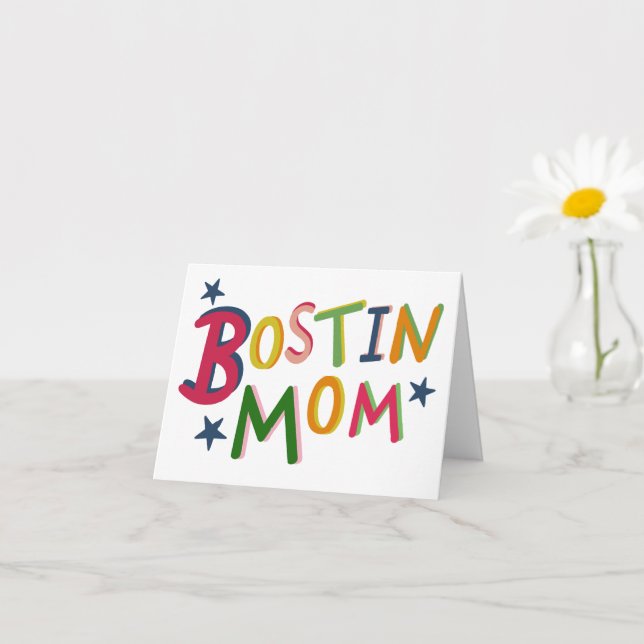 Carte Bostin Maman Pays Noir Anniversaire ou fête des mè (Petite plante)