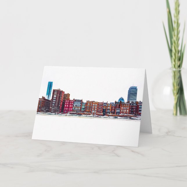 Carte Boston Back Bay Skyline dans la neige (Devant)