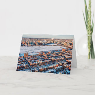 Carte Boston Charles River et Brownstones dans la neige