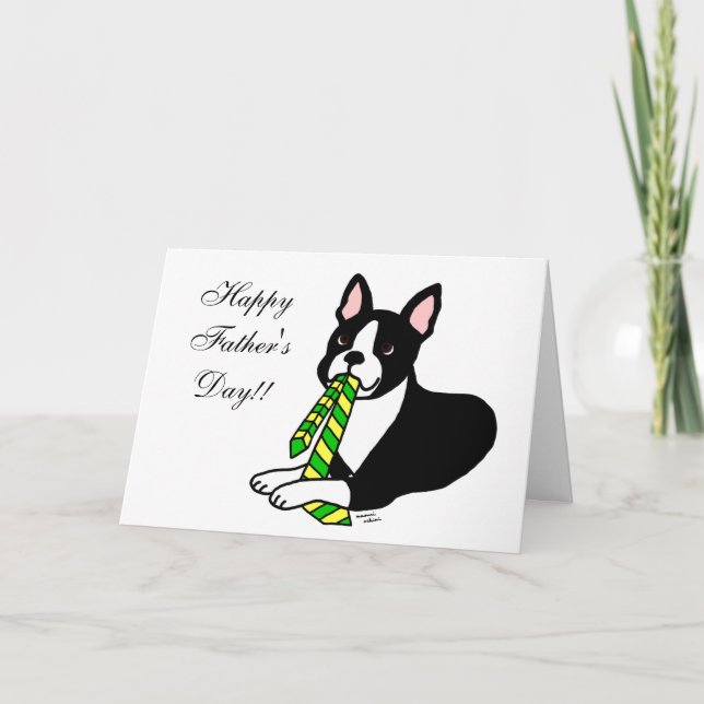 Carte Boston Terrier Daddy avec Cravate 1 (Devant)